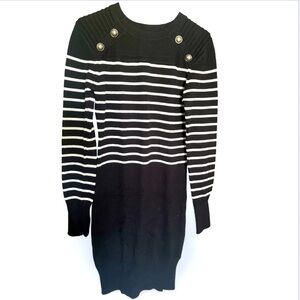 PattyBoutik Black and White Striped Midi Dress Women’s Sz XL